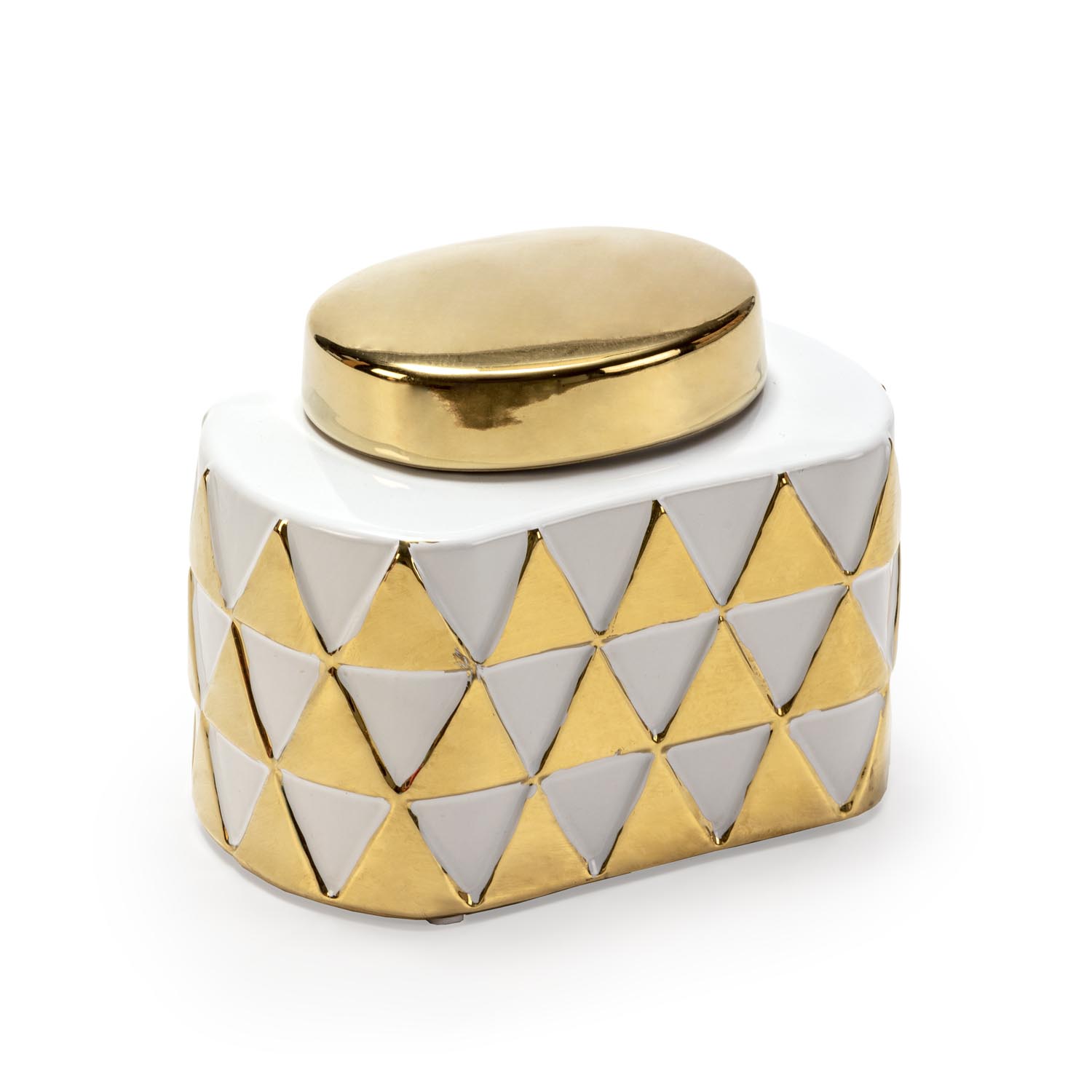 Tibor 18X11X13 Cerámica Blanco/Dorado