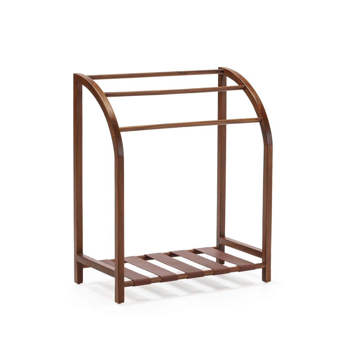 Toallero 76X40X91 Madera de Teca/Cuero -- Marrón