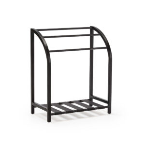 Toallero 76x40x91 Madera de Teca/Cuero -- Negro