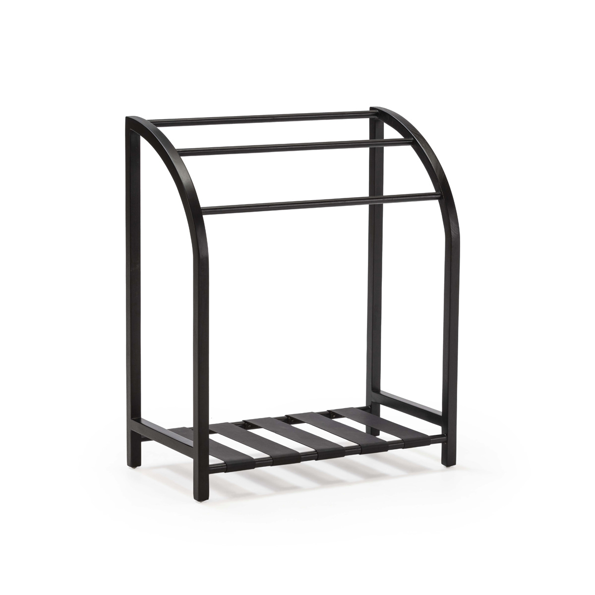 Toallero 76x40x91 Madera de Teca/Cuero -- Negro