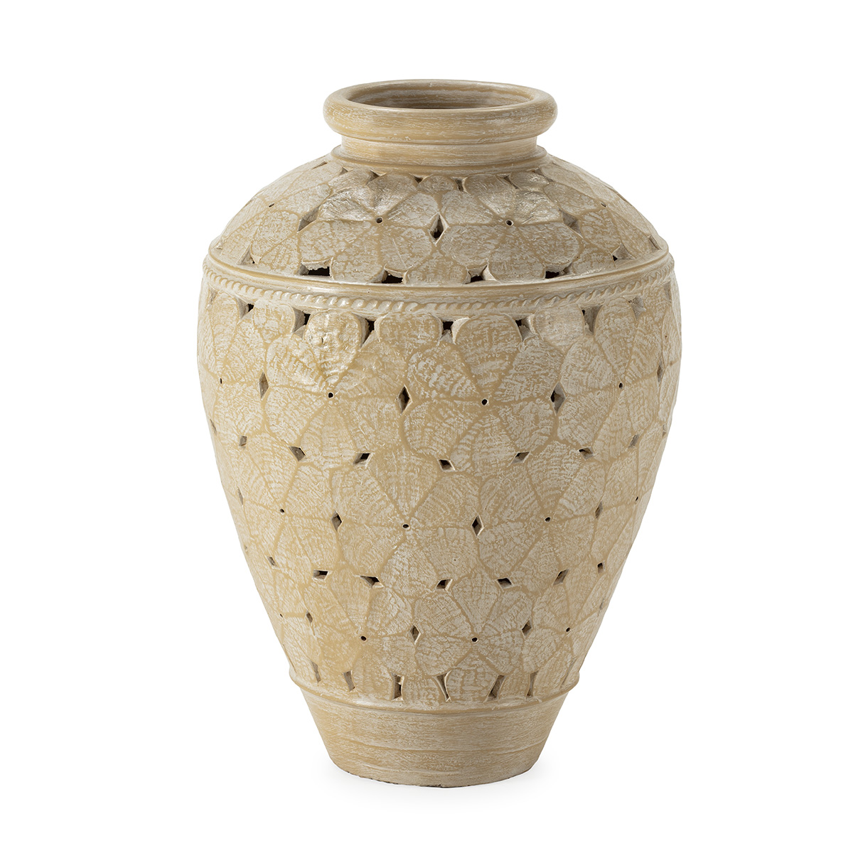 Vasija 60x60x80 Terracota -- Crema