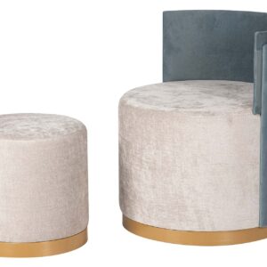 Set Butaca Y Puff Velvet 61x61x70 40x40x40 Cm