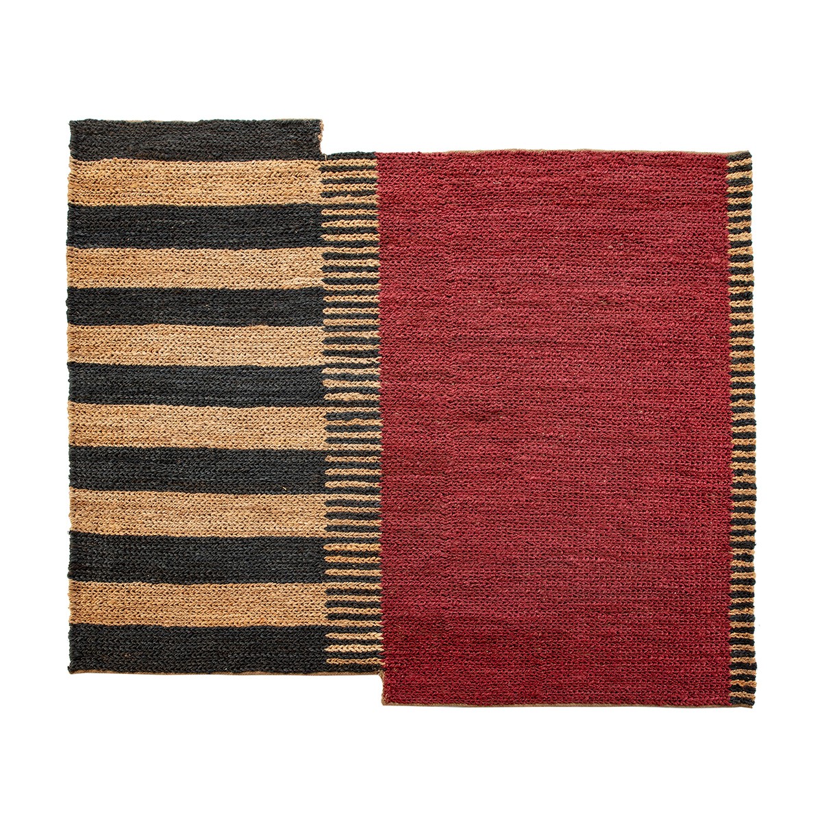 Alfombra 200x250 Yute Natural/Negro/Rojo