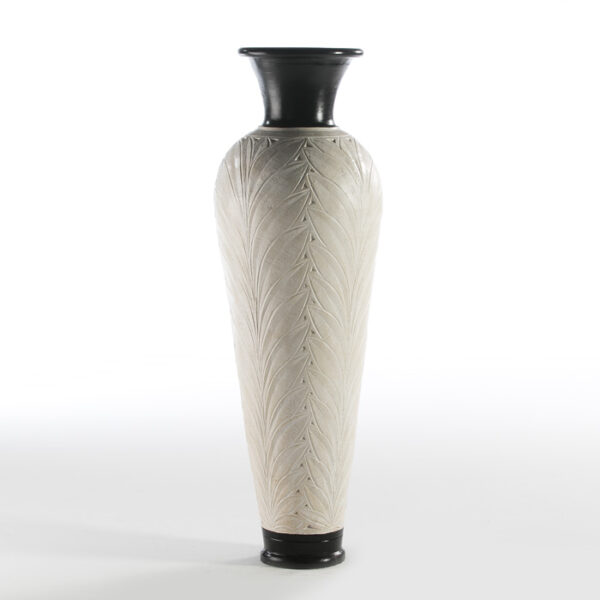 Ánfora 50x50x150 Terracota Crema/Negro