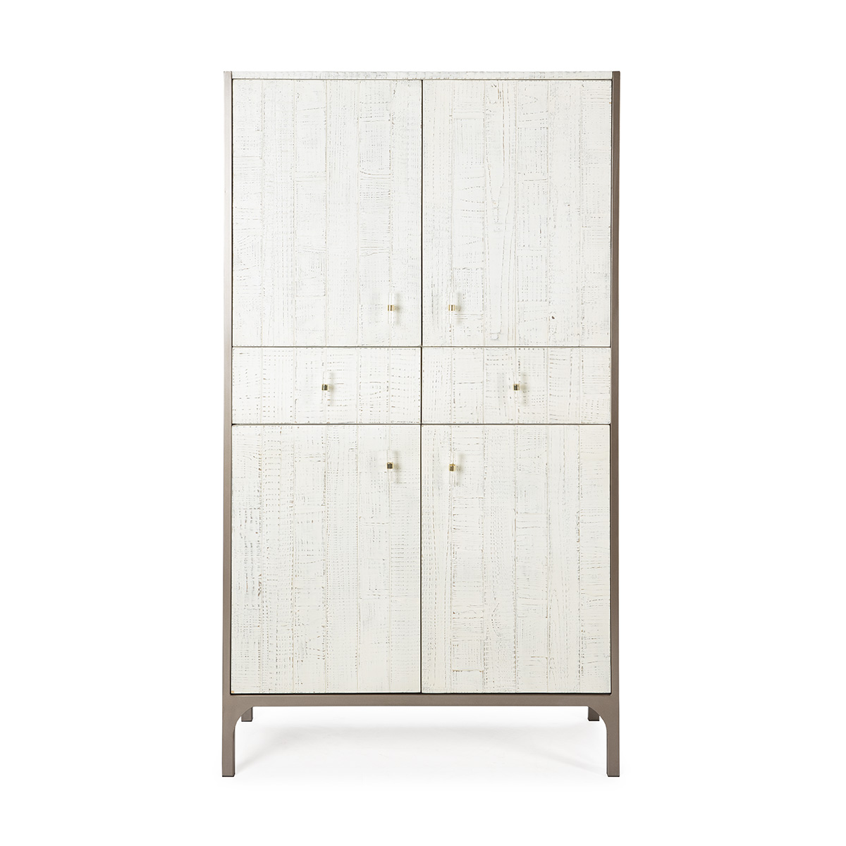 Aparador 100x45x178 Madera Blanco/Metal Marrón