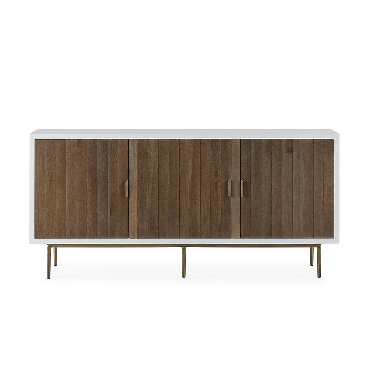 Aparador 180x45x85 Madera de Olmo/Metal -- Blanco/Natural/Dorado
