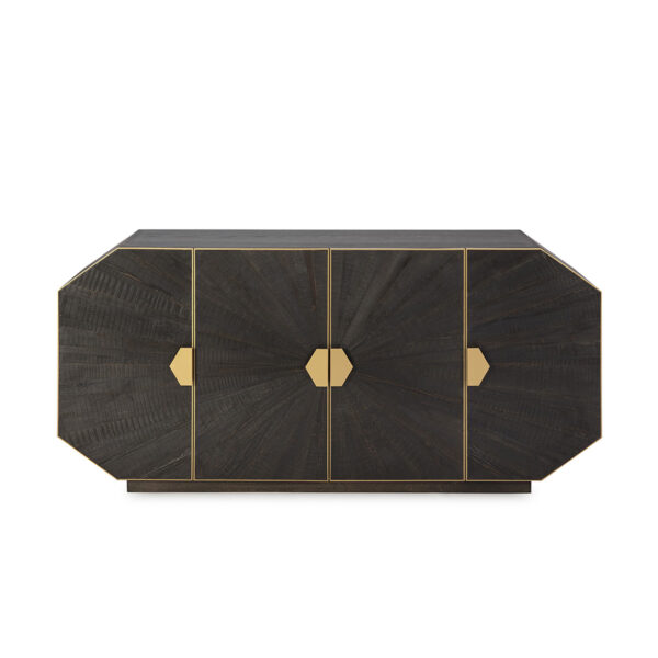 Aparador 180x45x85 Madera Marrón Oscuro/Metal Dorado