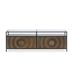 Aparador 183x43x61 Metal/Cristal Dorado/Negro