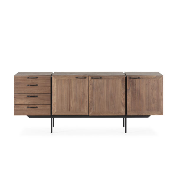 Aparador 194x56x76 Madera de Olmo/Metal -- Natural/Negro