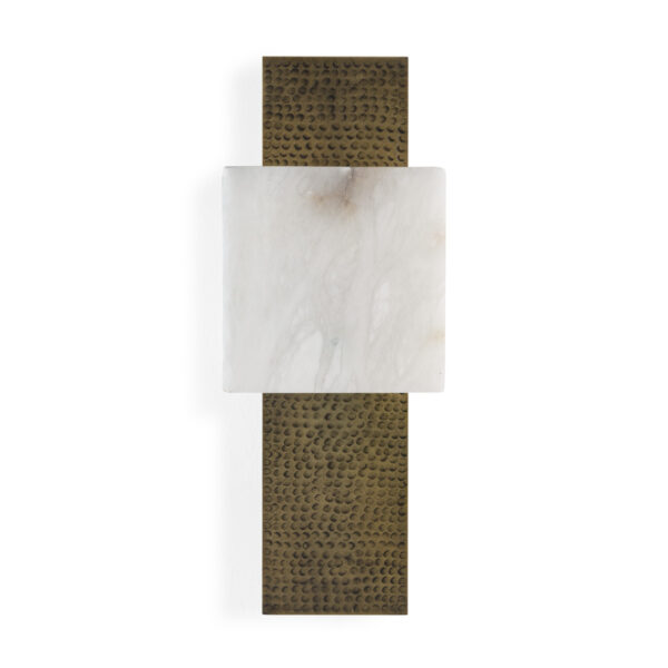 Aplique 18x12x45 Alabastro/Metal -- Blanco/Laton Envejecido