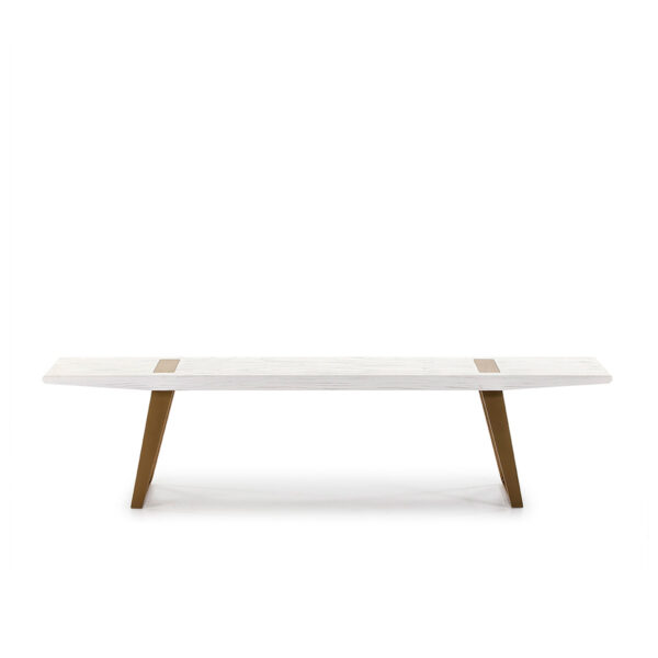 Banco 190x35x45 Madera Blanco/Metal Dorado