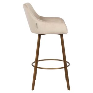 Bar stool Cressida khaki velvet high back (Set of 2)