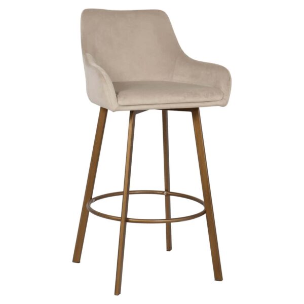 Bar stool Cressida khaki velvet high back (Set of 2)