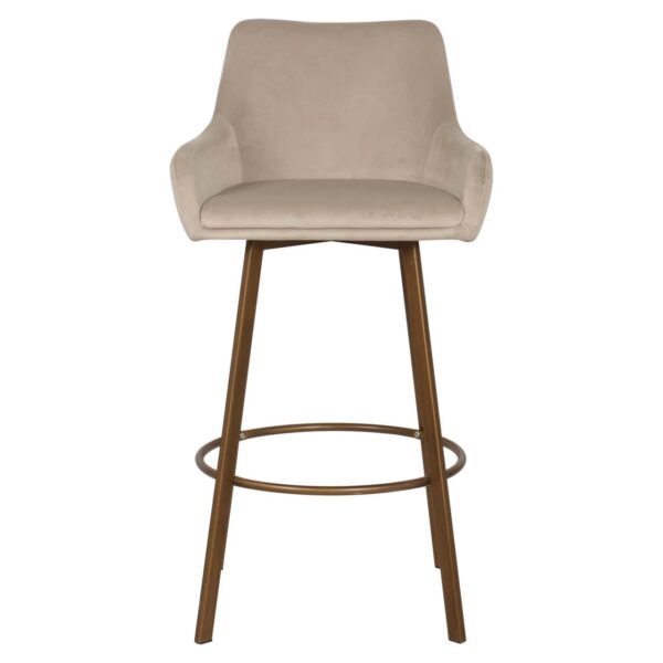 Bar stool Cressida khaki velvet high back (Set of 2)