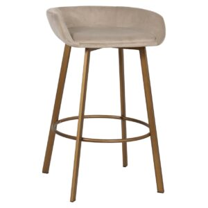 Bar stool Cressida khaki velvet low back (Set of 2)
