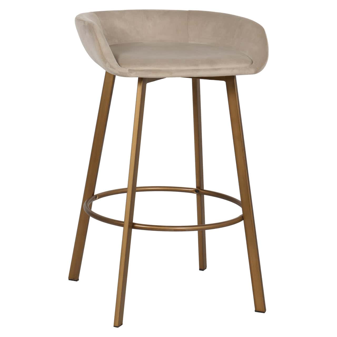 Bar stool Cressida khaki velvet low back (Set of 2)