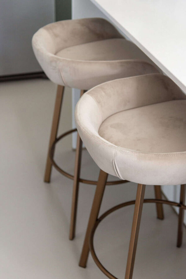 Bar stool Cressida khaki velvet low back (Set of 2)