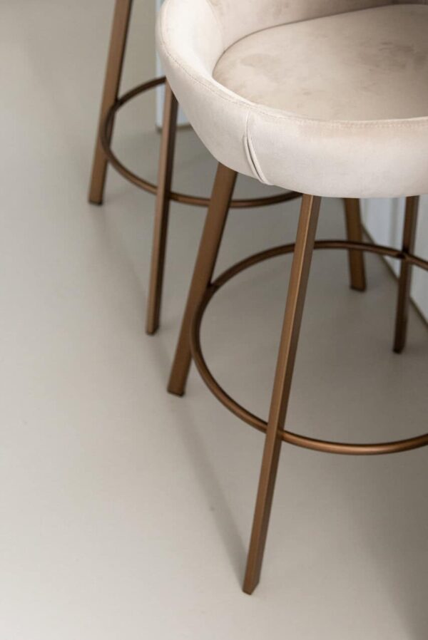 Bar stool Cressida khaki velvet low back (Set of 2)