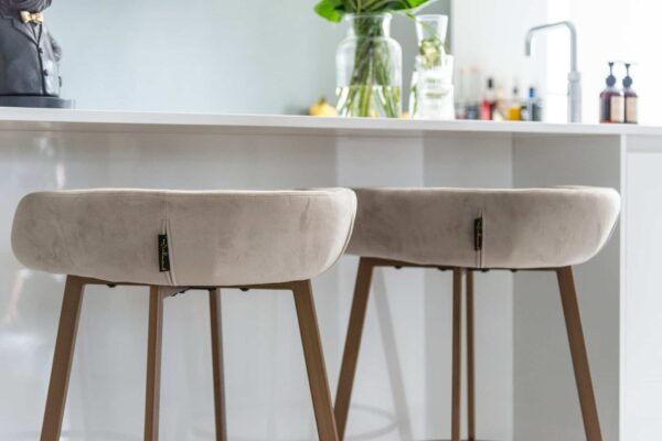Bar stool Cressida khaki velvet low back (Set of 2)