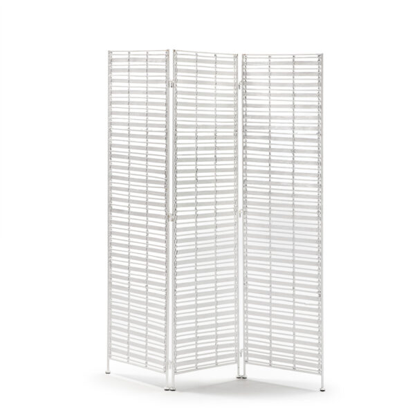 Biombo 140x2x178 Mimbre Blanco/Metal Blanco