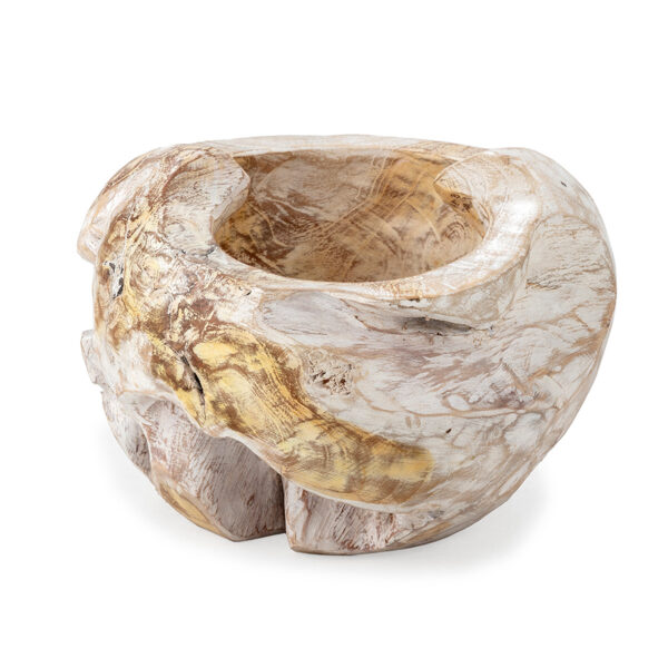 Bowl 35x30x30 Madera de Teca -- Blanco Lavado