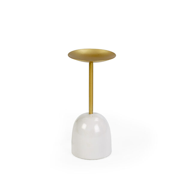 Candelabro 12x12x26 Metal Blanco/Dorado