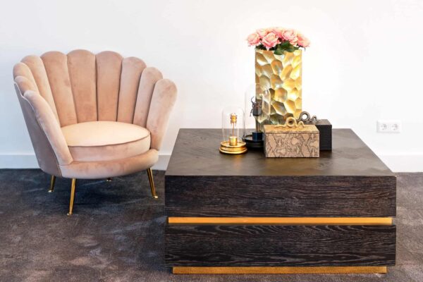 Coffee table Blackbone Gold black rustic 90x90