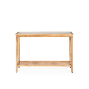 Consola 120x36x80 Madera/Cristal/Ratán Natural