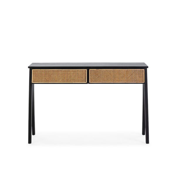 Consola 120x40x80 Madera de Cedro/Ratán Negro/Natural