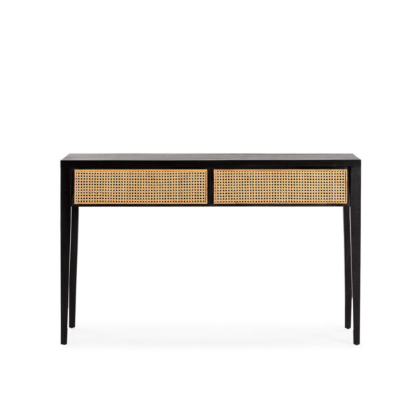 Consola 140x45x87 Madera de Cedro/Ratán -- Negro/Natural