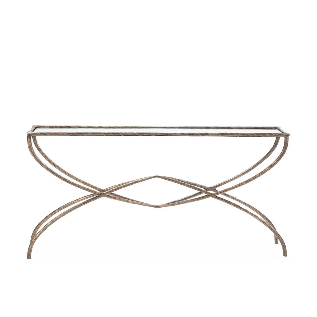 Consola 156x35x78 Metal/Cristal Dorado Antique