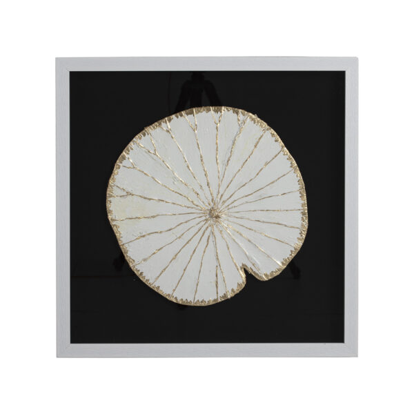 Cuadro 60x5x60 Cristal/Madera Blanco/Dorado