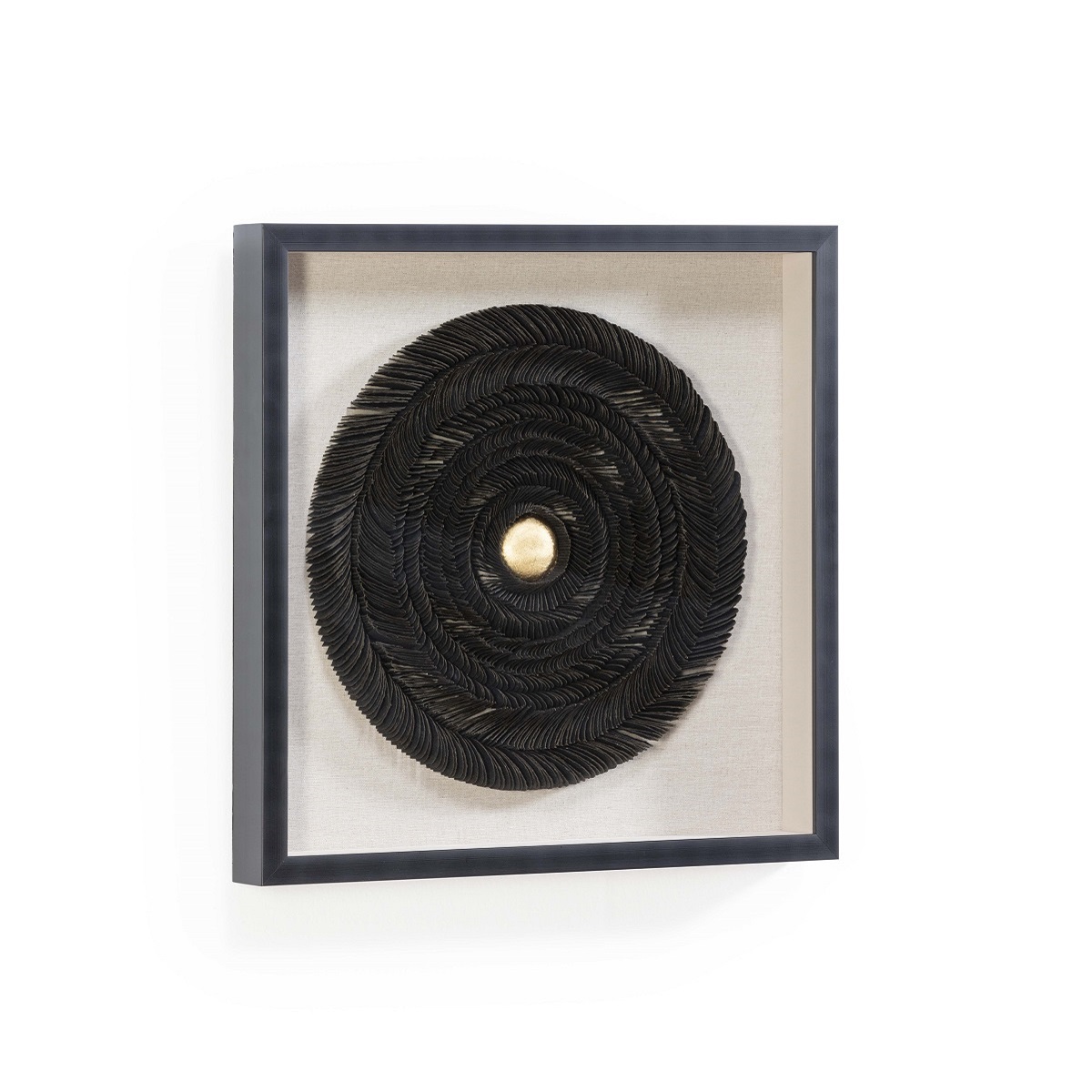 Cuadro 60x7x60 Madera/Papel Negro/Dorado