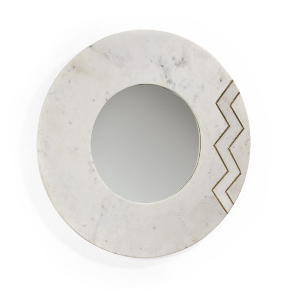 Espejo 69x2x69 Cristal/Mármol Blanco/Metal Dorado