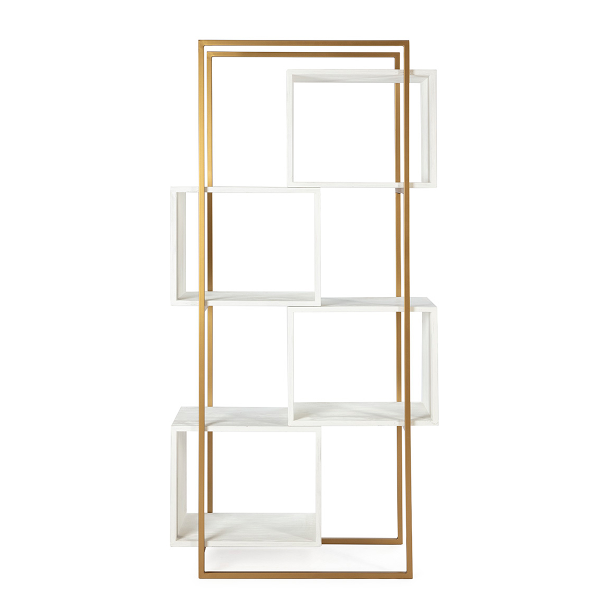 Estantería 95x38x195 Madera Blanco/Metal Dorado