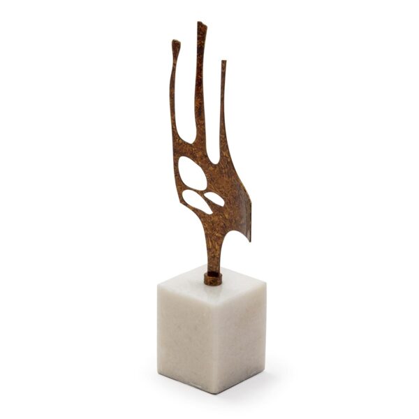 Figura 10x8x38 Metal/Mármol Dorado/Blanco