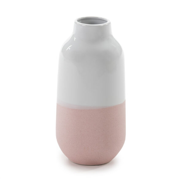 Jarrón 15x15x30 Cerámica Blanco/Rosa