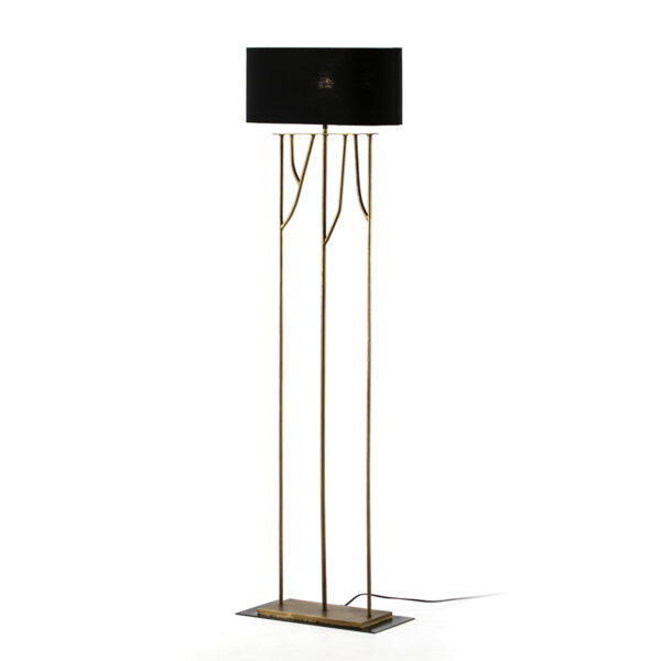 Lámpara de Pié 47x21x140 Metal Dorado con pantalla Negro