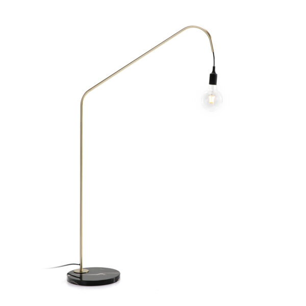 Lampara de Pie 80x30x142 Mármol Negro/Metal Dorado
