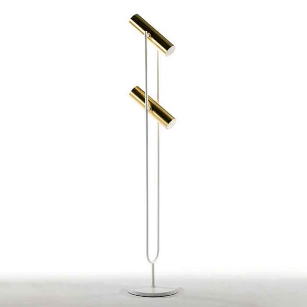 Lampara de Pie con Pantalla 22x120 Metal Oro/Blanco