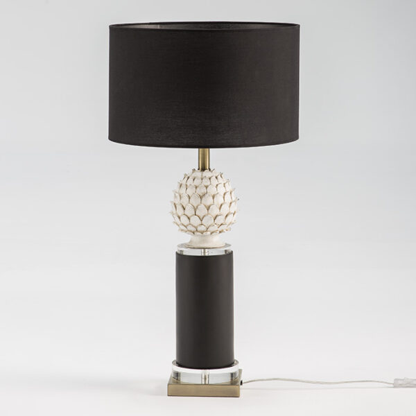 Lampara de Sobremesa sin pantalla 15x15x58 Metal Dorado/Cerámica Blanco y Negro