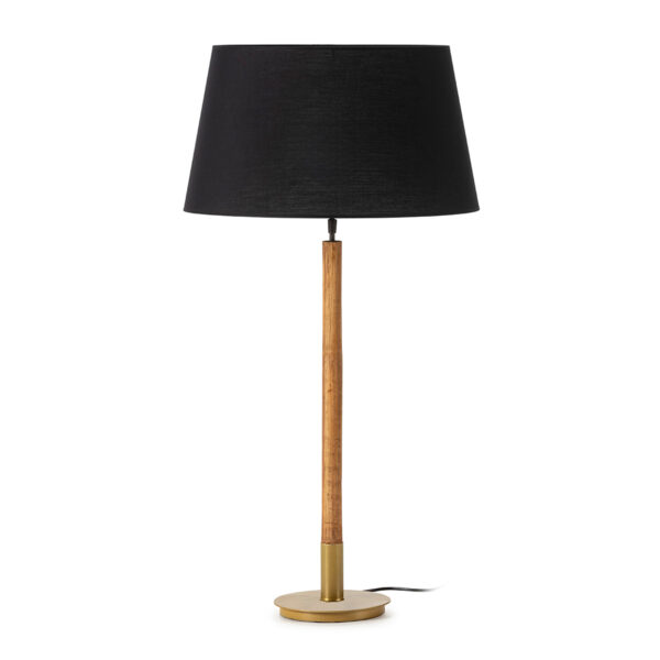 Lámpara de Sobremesa sin pantalla 20x20x66 Metal/Madera de Cedro -- Dorado/Natural