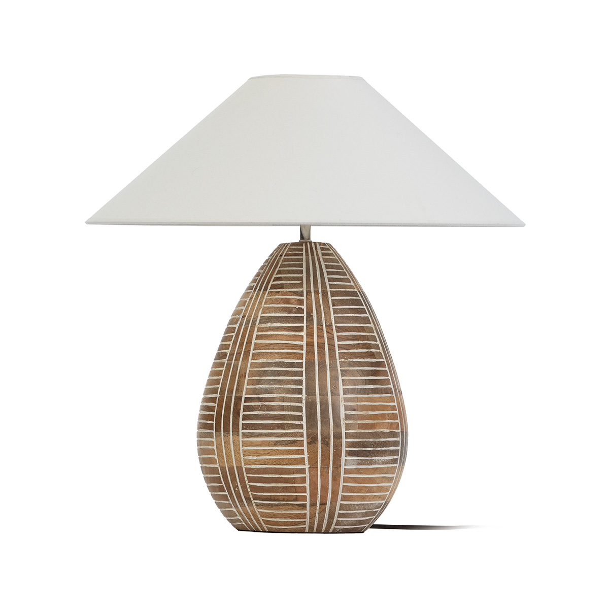 Lámpara de Sobremesa sin pantalla 22x22x45 Madera Natural/Blanco Lavado
