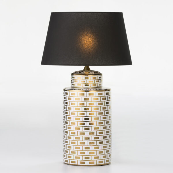 Lampara de Sobremesa sin pantalla 23x23x51 Cerámica Blanco/Dorado