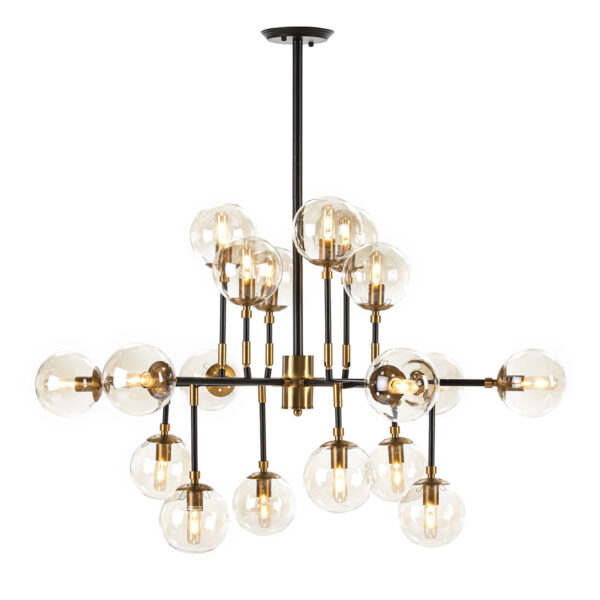 Lampara de Techo 102x92x98 Cristal/Metal Dorado/Negro