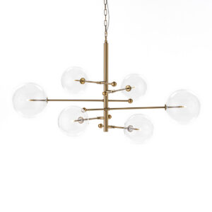 Lampara de Techo 130x100x66 Cristal/Metal Dorado