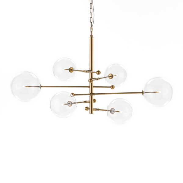 Lampara de Techo 130x100x66 Cristal/Metal Dorado