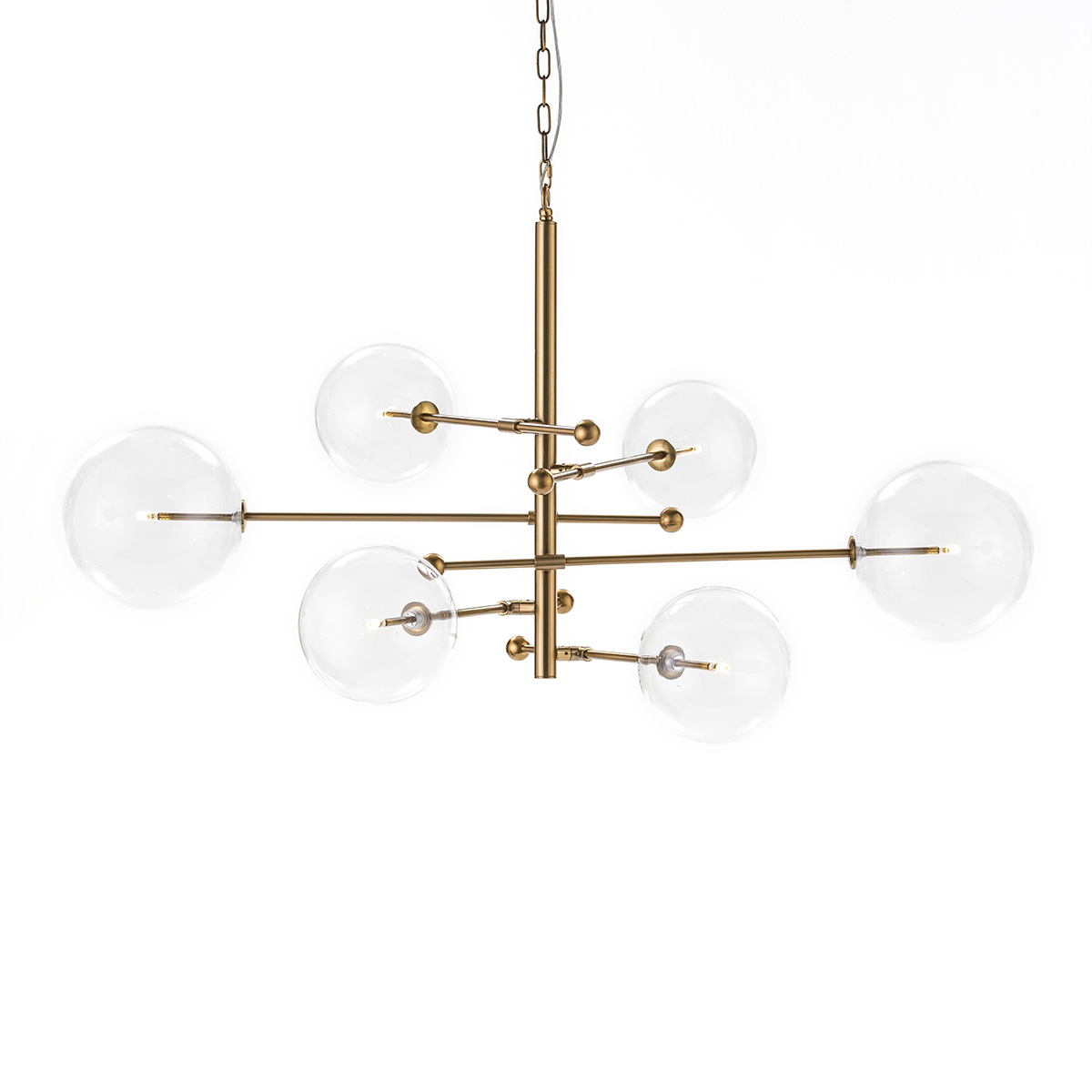 Lampara de Techo 130x100x66 Cristal/Metal Dorado