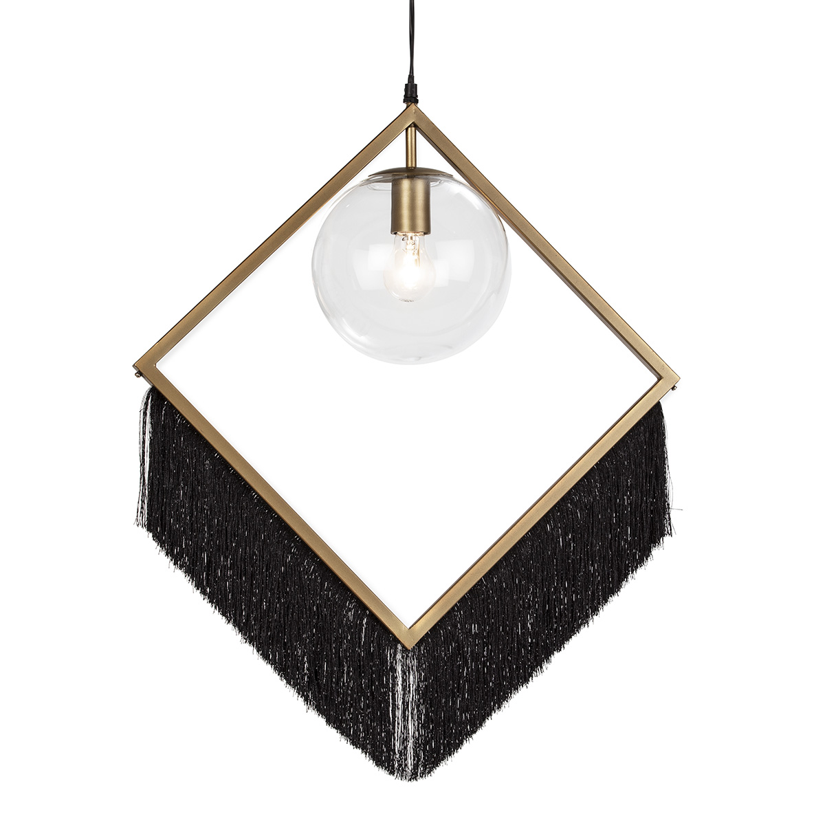 Lámpara de Techo 57x20x80 Cristal/Metal Dorado/Tela Negro