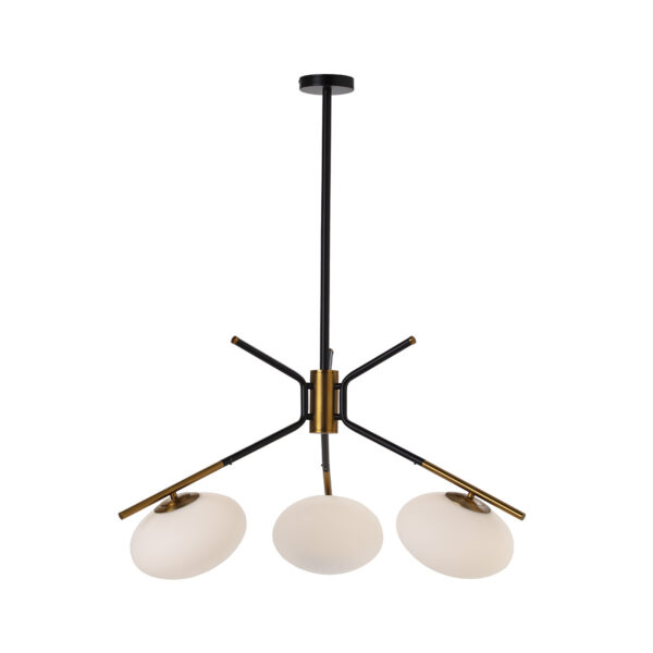 Lámpara de Techo 94x94x100 Cristal Blanco/Metal Dorado/Negro